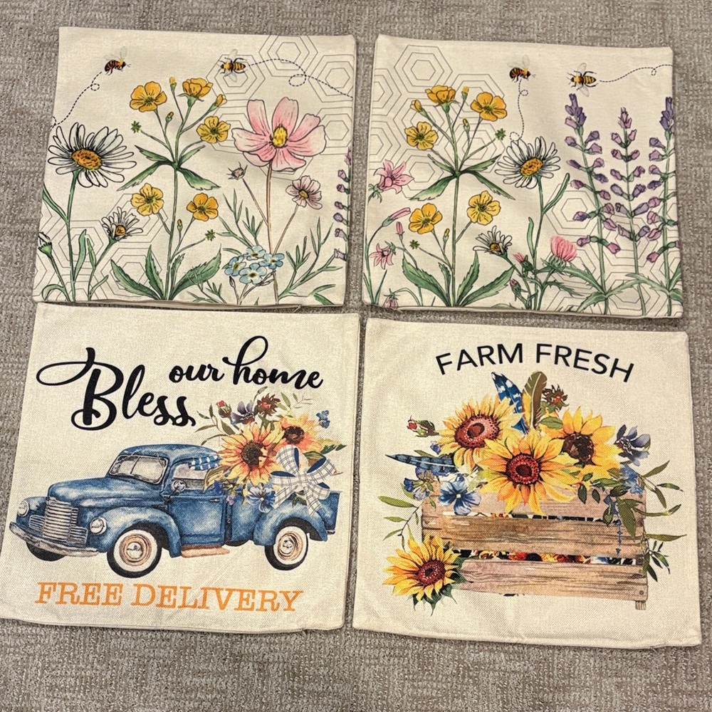 Floral and Farmhouse Themed Decorative Pillow Covers